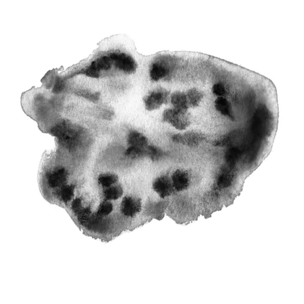 Μαύρο Ακουαρέλα Κηλίδες Λευκό Φόντο Αφηρημένη Ζωγραφική Τέχνη Αφελή Πιτσιλιές — Φωτογραφία Αρχείου