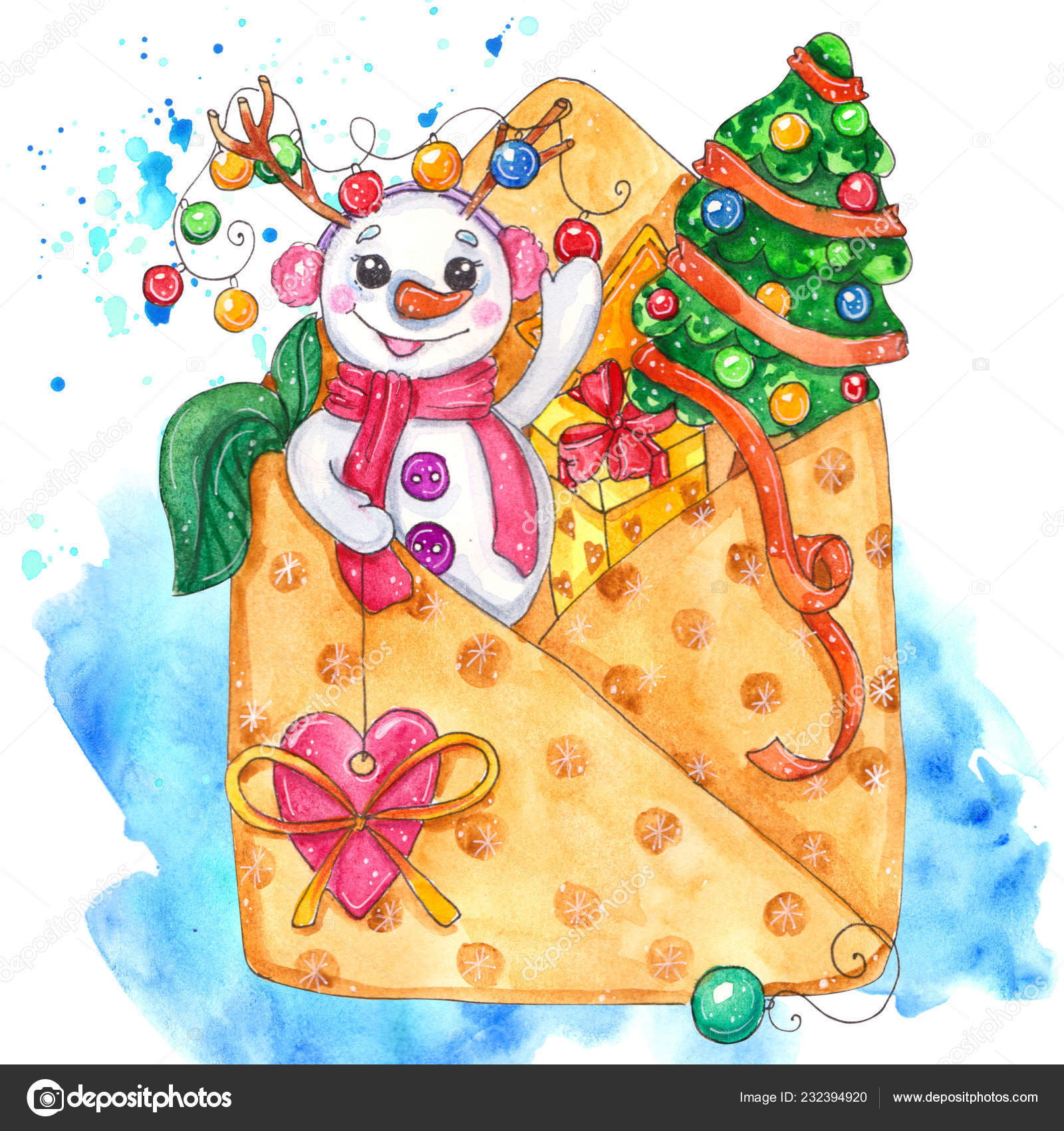 Aquarelle Dessinee Main Illustration Noel Avec Bonhomme Neige Sapin Decore Photographie Tasha Zen C Aquarelle Dessinee Main Illustration Noel Avec Bonhomme Neige Sapin Decore Photographie Tasha Zen C