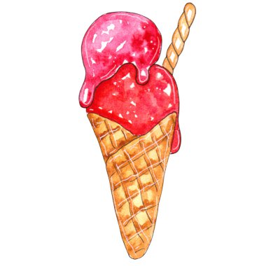 Suluboya Dondurma beyaz arka plan üzerinde izole. Mükemmel tasarım düğün davetiyeleri, tebrik kartları, kartpostallar, davetiyeler, çocuk kitapları için