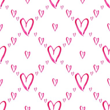 Kalplerin suluboya Seamless modeli. Mükemmel kartları, tasarımı, ambalaj kağıdı veya tekstil