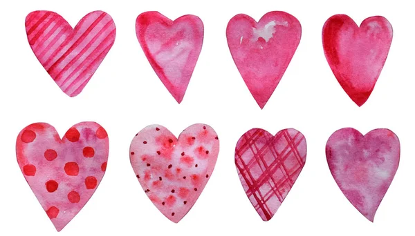 손으로 핑크색과 수채화 마음의 발렌타인 낭만적인 게시물에 창조적인 예술적인 — 스톡 사진