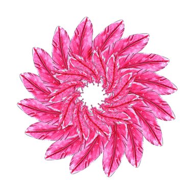 Suluboya tüyler şablonu. Güzel kart şablonu. Valentine ve tasarım düğün için dekoratif çelenk 