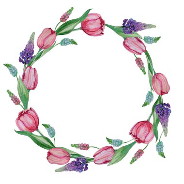 Suluboya çiçek çelenk el çekilmiş.