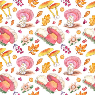 Sulu Boya Dikişsiz desen mantar mantar ile