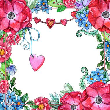 Suluboya tatlı çiçekler şablonu. 