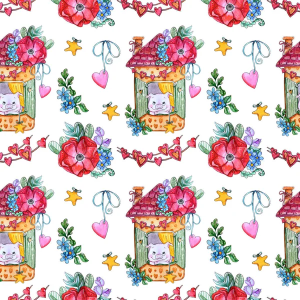 Watercolor Sweet seamless pattern. — Stock Photo, Image