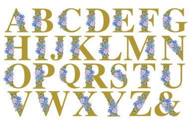 Çiçek suluboya alfabe sanatı. 