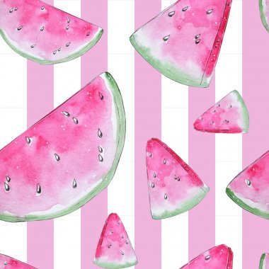El boyalı suluboya pembe karpuz Dikişsiz desen