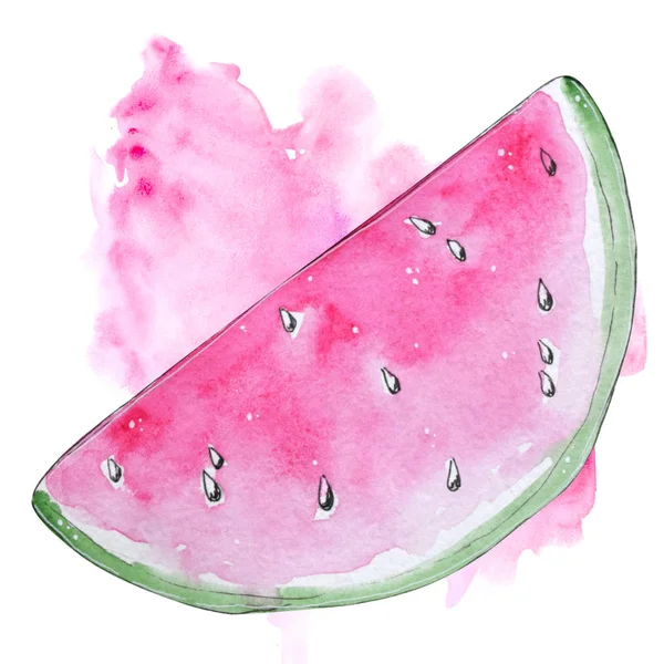 Hand painted watercolor watermelon. — Stock Photo, Image