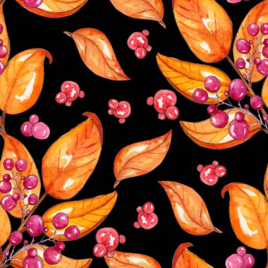 Sonbahar yaprakları ile Dalları dikişsiz desen, altın yaprakları ve berr