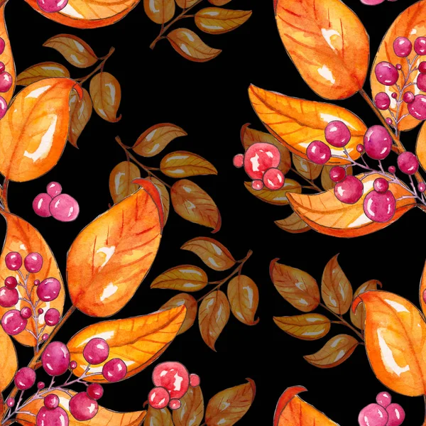 Sonbahar yaprakları ile Dalları dikişsiz desen, altın yaprakları ve berr