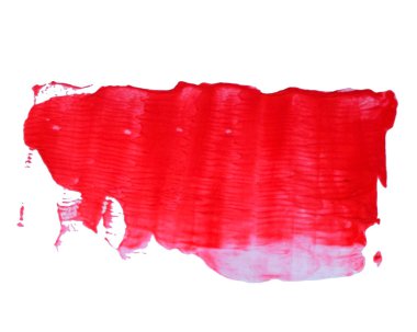 El beyaz bir arka plan üzerinde izole Akrilik doku boyalı. Kırmızı renkte şekil. Dekorasyon, lable tasarım, logo, kartlar için mükemmel