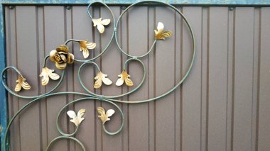 Güzel dekoratif metal elementler dövülmüş demir kapılar..