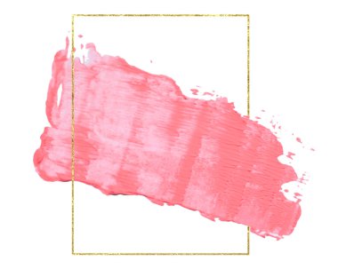 Geometrik çerçeve, kuru pürüzlü kenarları ile izole vuruş ile soyut el boyalı dokulu akrilik fırça arka plan. Dekorasyon, lable tasarım, logo, kartlar için mükemmel