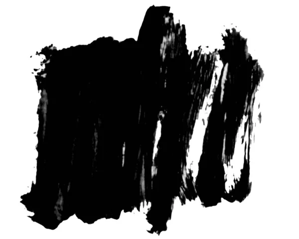 Texture Acrilica Dipinta Mano Isolata Sfondo Bianco Forma Colore Nero — Foto Stock