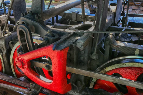 Running gear of a very old steam locomotive