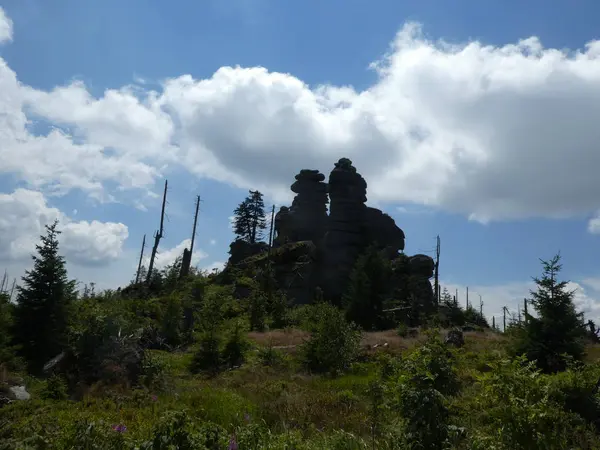 在欧洲德国的巴伐利亚森林景观的大岩石 — 图库照片