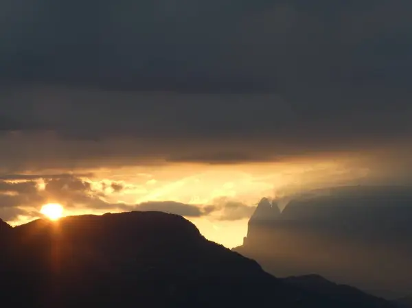 Sunrise Mountains Summit Rock South Tyrol Italy Europe — Stock Photo, Image