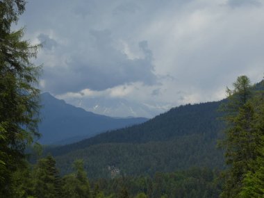 zirve rock Panorama Manzara Güney Tirol İtalya Avrupa yeşil yüksek dağlarda çimen çayır ağaçları orman güneş güneş ışığı