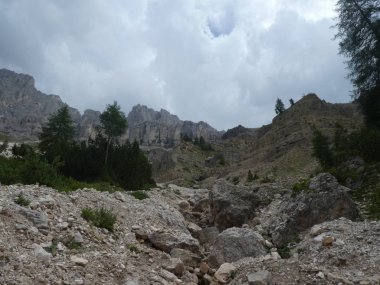 zirve rock panorama manzara tyrol İtalya Avrupa yüksek dağların kötü hava bulutlar ağaçlar orman yeşil çim vahşi doğa gökyüzü