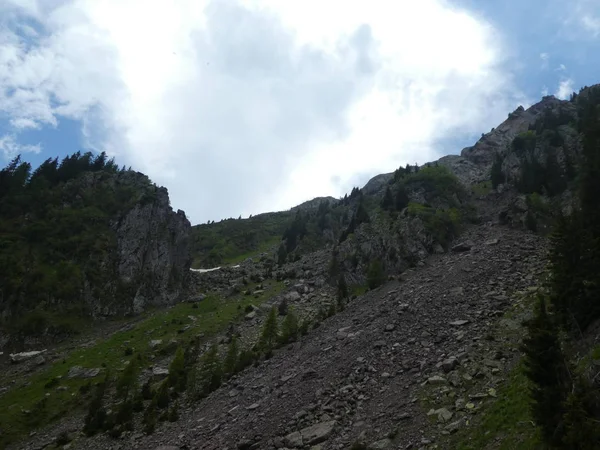 Csúcstalálkozó Rock Panoráma Táj Dél Tirol Olaszország Európa Felhők Rossz — Stock Fotó