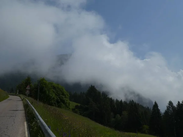 Summit Rock Clouds Mountains South Tyrol Italy Europe Clouds Fog — Stock Photo, Image