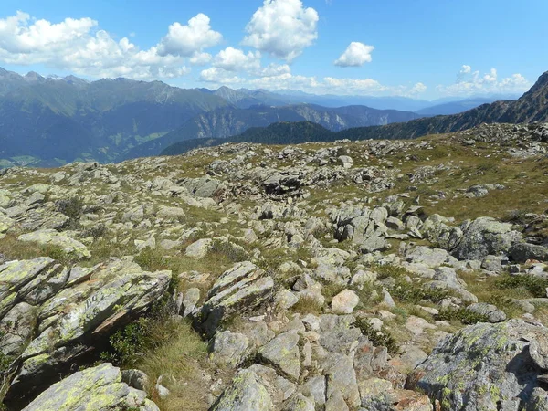 Gipfelfelsenpanorama Landstreifen Des Hochgebirges Südtirol Italien Europa Wolken Himmel Wilde — Stockfoto