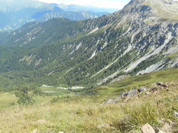 Top Van Rots Panorama Landsape Van Hoge Bergen Zuid Tirol — Stockfoto