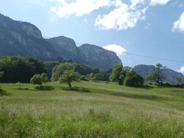 Top Van Rots Panorama Landschap Van Bergen Zuid Tirol Italië — Stockfoto