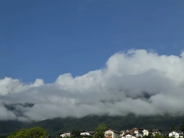 山顶岩石全景风景的山在南蒂罗尔欧洲天空云天野生自然树木森林 — 图库照片