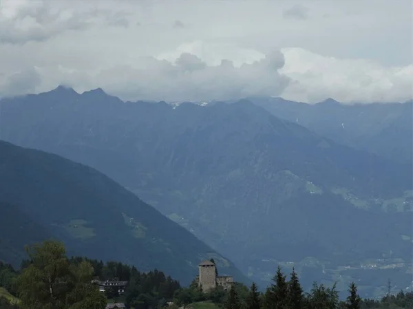 Csúcs Rock Panoráma Táj Hegység Dél Tirol Olaszország Európa Rét — Stock Fotó
