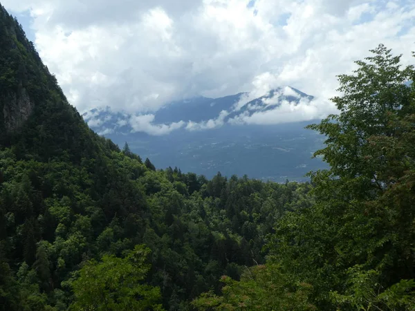 Top Van Rots Panorama Landschap Van Hoge Bergen Zuid Tirol — Stockfoto
