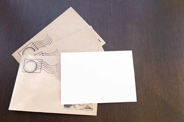 Postal envelope for letters. Paper envelopes with a white sheet labels