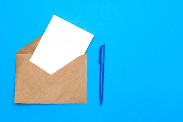 Postal envelope for letters. Paper envelopes with a white sheet labels