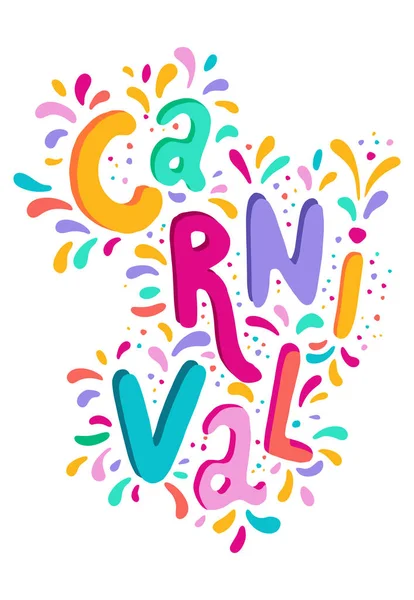 Heldere Kleurrijke Vectorillustratie Carnaval Festival Versieren Handgeschreven Letters Tekst Frame — Stockvector