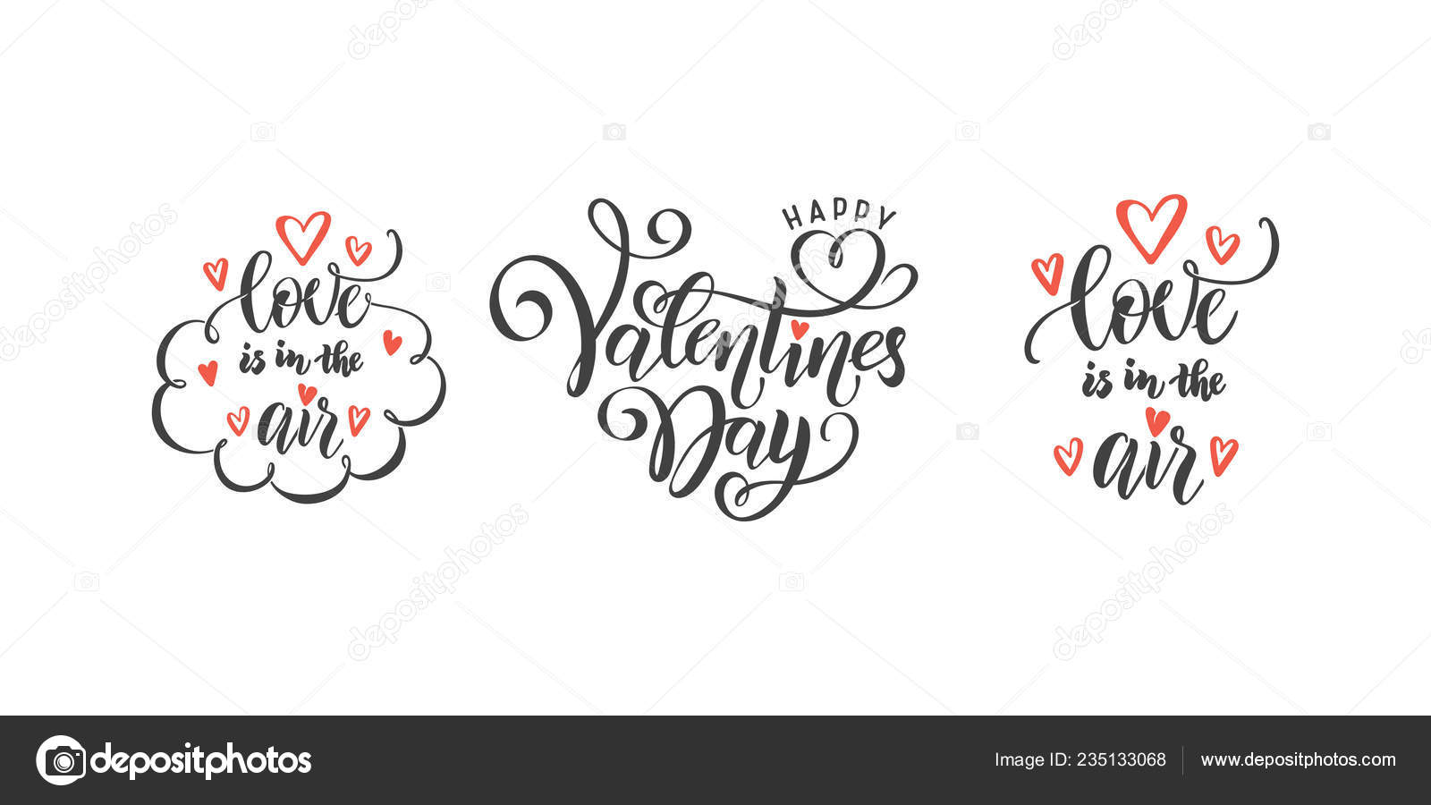 Vector Romantic Set Hand Lettering Love Phrases Text Quotes