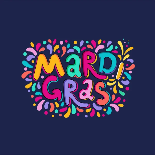 Ruční Mardi Gras Textu Písmem Slavnostní Odznak Logo Maškarní Party — Stockový vektor