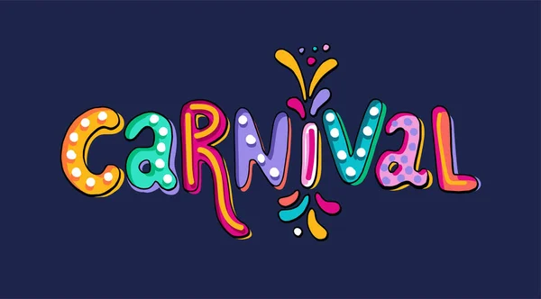 Hand Drawn Carnival Lettering Festive Badge Banner Masquerade Party Poster — Stock Vector