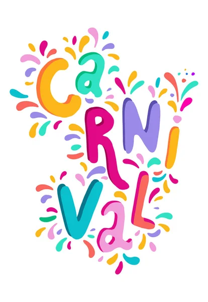 Heldere Kleurrijke Vectorillustratie Carnaval Festival Versieren Handgeschreven Letters Tekst Frame — Stockvector