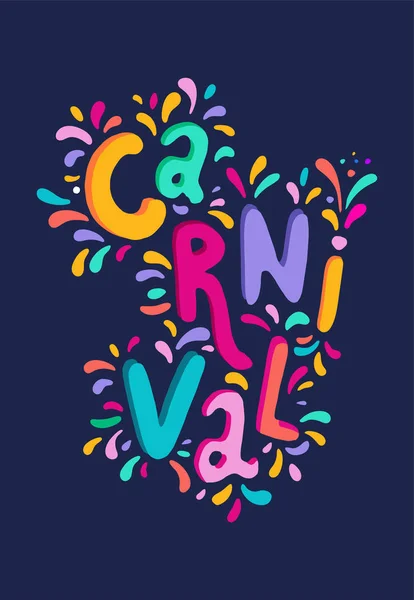 Ilustración Brillante Vector Colorido Festival Carnaval Decorar Texto Escrito Mano — Vector de stock