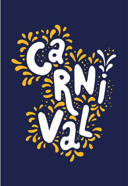 Illustrazione Vettoriale Festa Carnevale Decorare Testo Scritto Mano Solato Blu — Vettoriale Stock