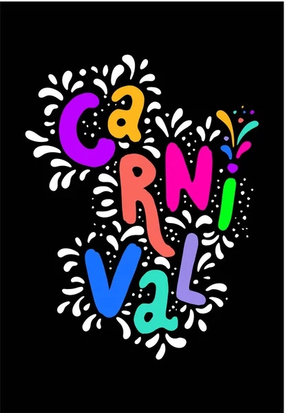 Illustration Vectorielle Colorée Lumineuse Festival Carnaval Décorer Texte Manuscrit Lettrage — Image vectorielle