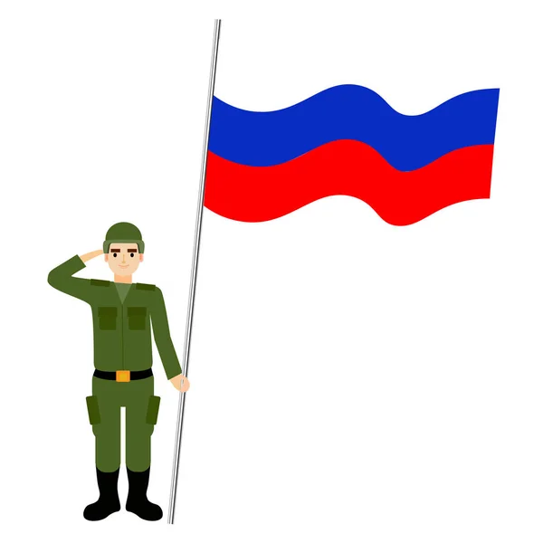 Rus askerleri ile bir Rus bayrağı