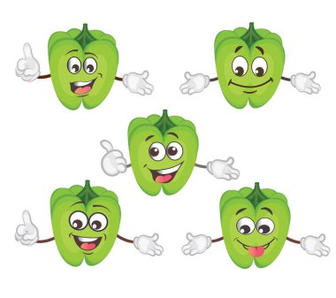 tatlı biber karakter. çizgi film vektör çizim.