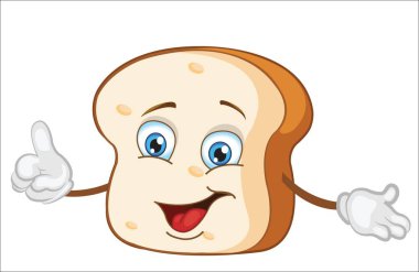 mutlu ekmek karakter cartoon.vector illüstrasyon