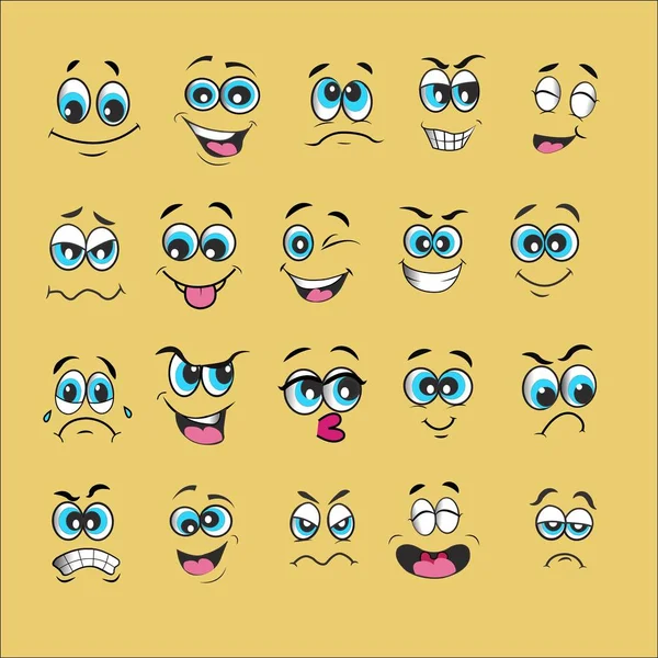 Ifade küme. Emoji gülümseyen vektör çizim ayarla — Stok Vektör