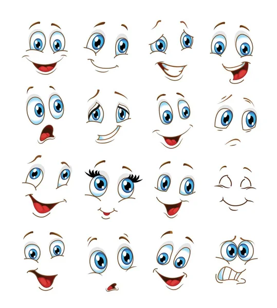 Expresiones Faciales Vector Dibujos Animados — Archivo Imágenes Vectoriales