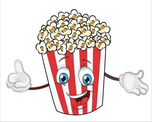 Popcorn Charakter Cartoon Vektor Illustration — Stockvektor