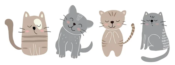 Childish vector set with cute cats. vector illustration for textile,fabric. — Stock Vector