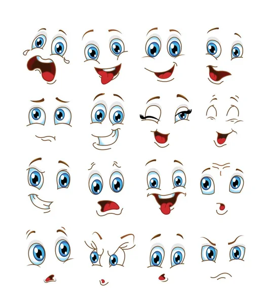 Expresión facial establecida. ilustración vectorial emoticonos de dibujos animados — Archivo Imágenes Vectoriales